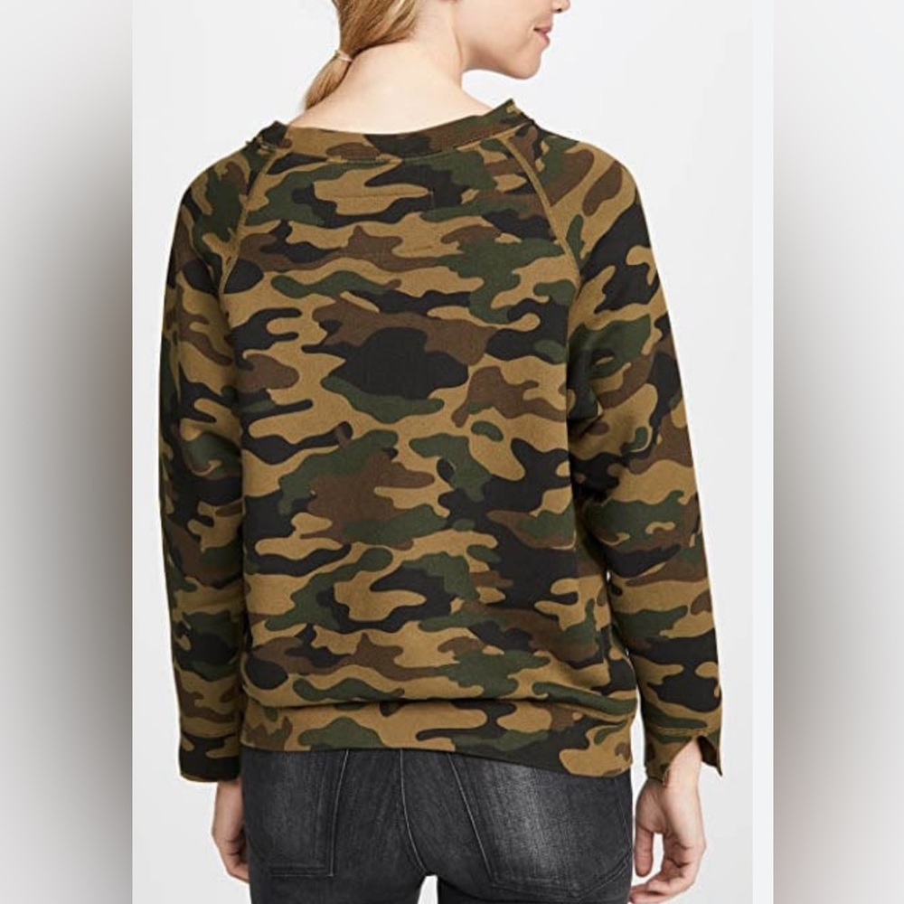 Nili Lotan Luka Scoop Neck Sweatshirt Green Camouflage - Regular